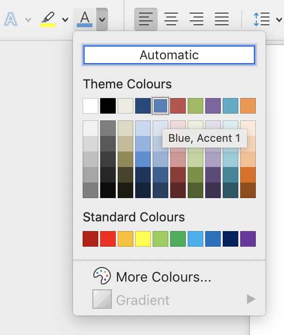word for mac change banner color